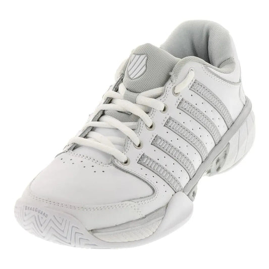 Women's HyperCourt Express Leather Tennis Shoes White and Silver-Footwear-K-Swiss-50631-DEFAULT-L-1-[Sku]-Tennis Express