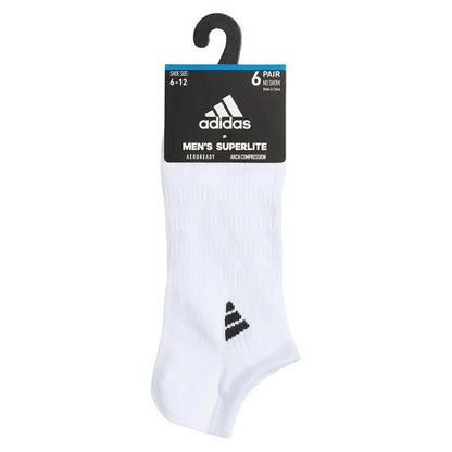 Men's Superlite 3.0 6 Pack No Show Tennis Socks White and Black