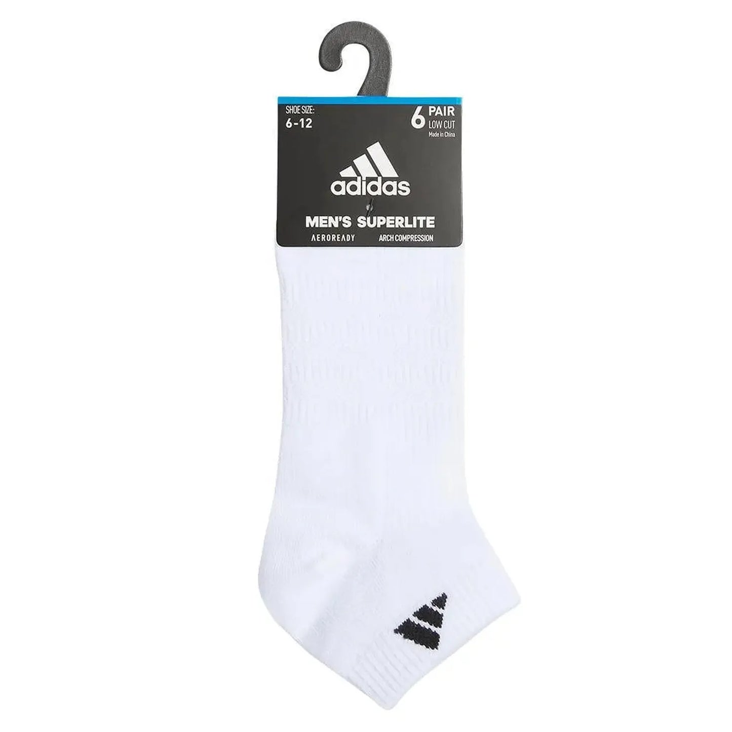 Men's Superlite 3.0 6 Pack Low Cut Tennis Socks White and Black