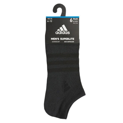 Men's Superlite 3.0 6 Pack No Show Tennis Socks Black and Night Grey