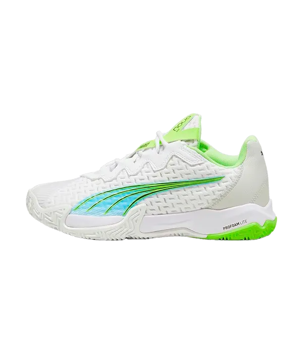 Padel Shoes Puma Nova Elite White/Blue/Fizzy Apple/Grey