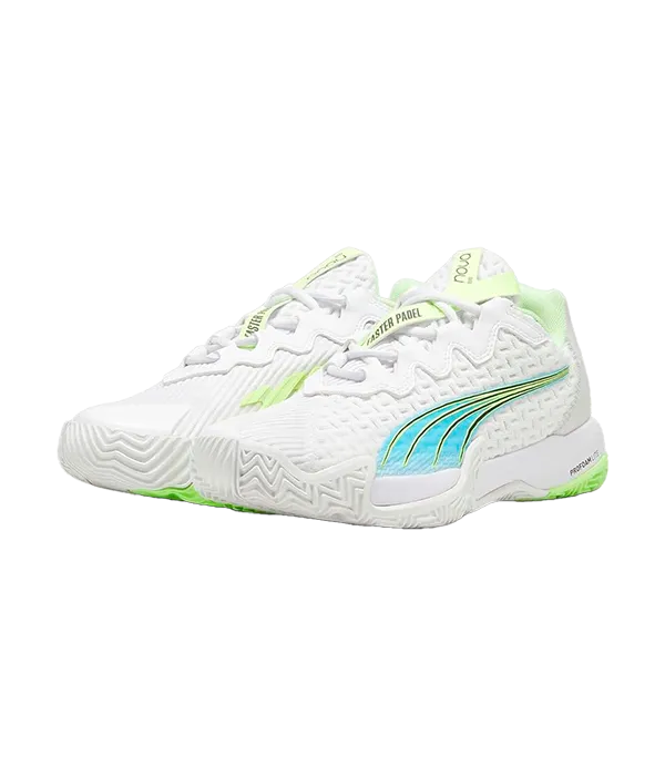 Padel Shoes Puma Nova Elite White/Blue/Fizzy Apple/Grey