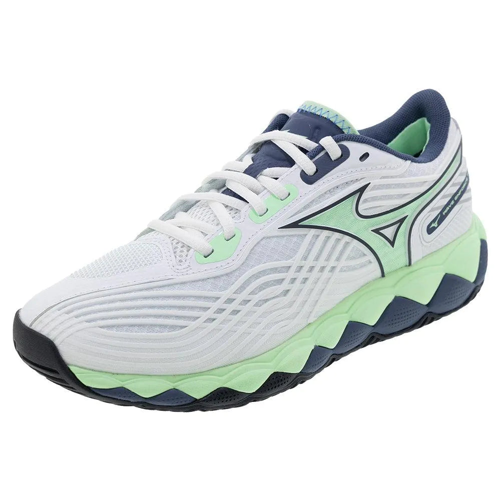 Men's Wave Enforce Tour 2 Tennis Shoes White and Neo Mint-Footwear-Mizuno-550094-004SS25-Tennis Express