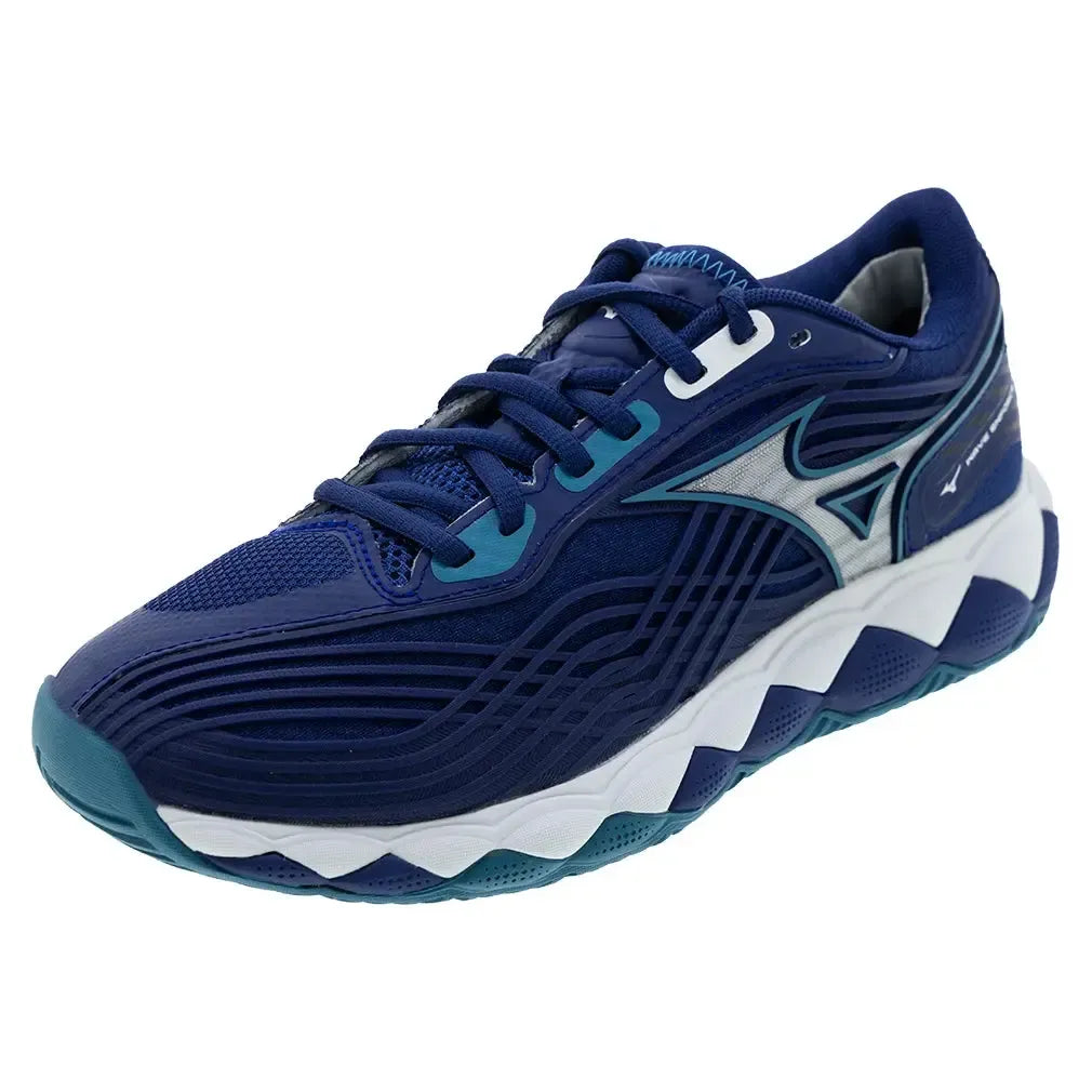 Men's Wave Enforce Tour 2 Tennis Shoes Bellwether Blue and White-Footwear-Mizuno-550094-BW00U25copy-Tennis Express