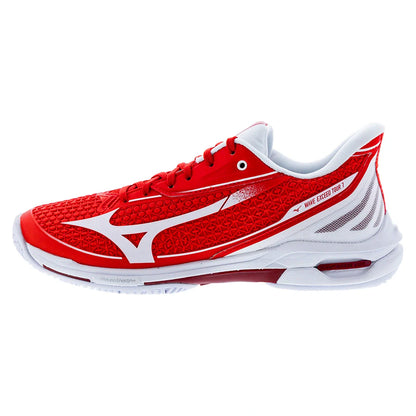 Men's Wave Exceed Tour 7 AC Tennis Shoes Fiery Red and White