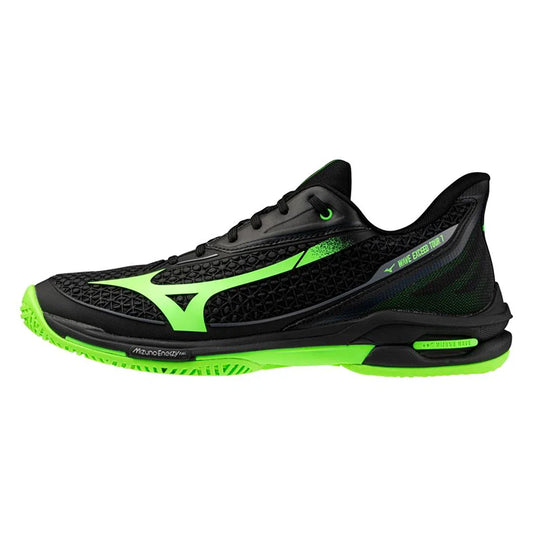 Men's Wave Exceed Tour 7 AC Tennis Shoes Black and Glowing Apple