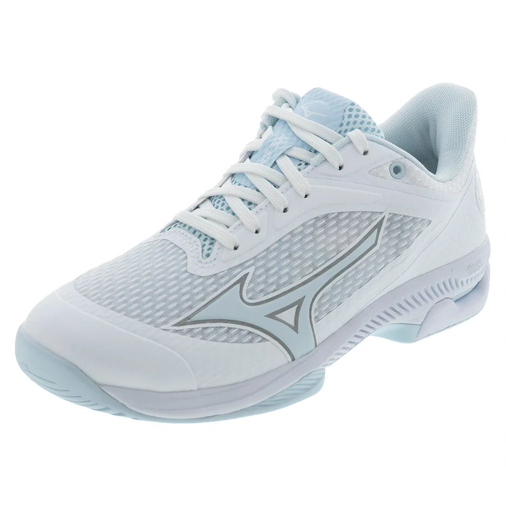 Women's Wave Strike AC Pickleball Shoes White and Ice Water-Footwear-Mizuno-550123-00IWcopy-Tennis Express