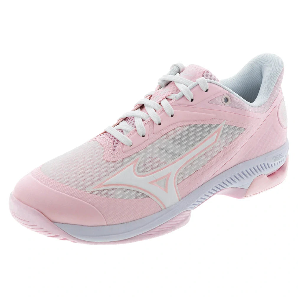 Women's Wave Strike AC Pickleball Shoes Petal Pink and White-Footwear-Mizuno-550123-1A00copy-Tennis Express
