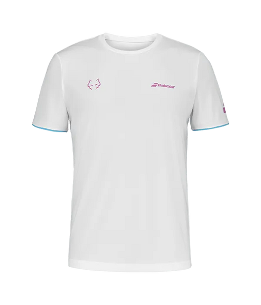 Camiseta Babolat Crew Neck White Logo Rosa 2025 J. Lebrón