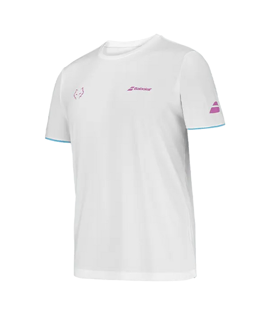 Camiseta Babolat Crew Neck White Logo Rosa 2025 J. Lebrón