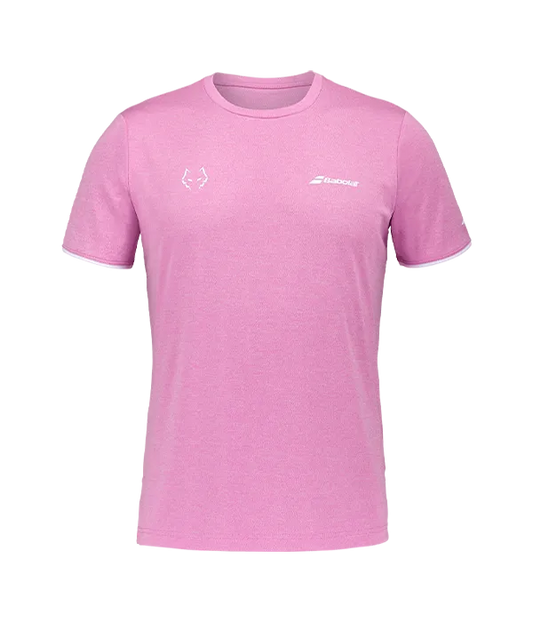 Camiseta Babolat Crew Rosa Logo White 2025 J. Lebrón