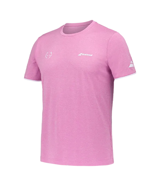 Camiseta Babolat Crew Rosa Logo White 2025 J. Lebrón