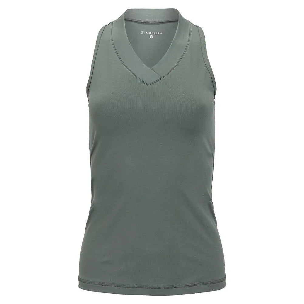 Women's UV Colors Racerback Tennis Tank Army-Apparel-Sofibella-7001ARM-H22-Tennis Express