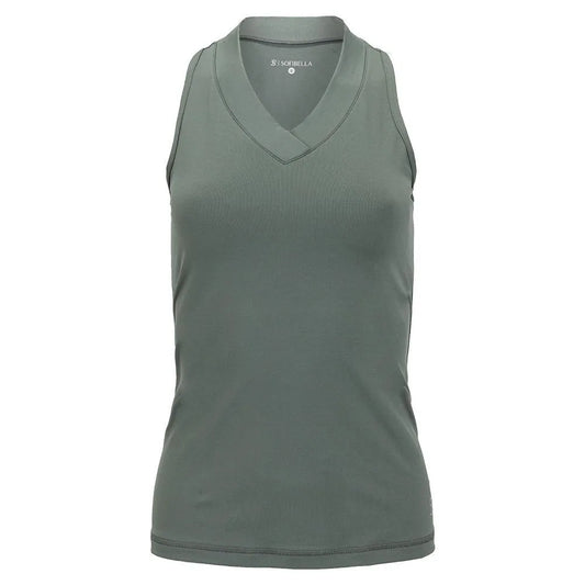 Women's UV Colors Racerback Tennis Tank Army-Apparel-Sofibella-7001ARM-H22-Tennis Express