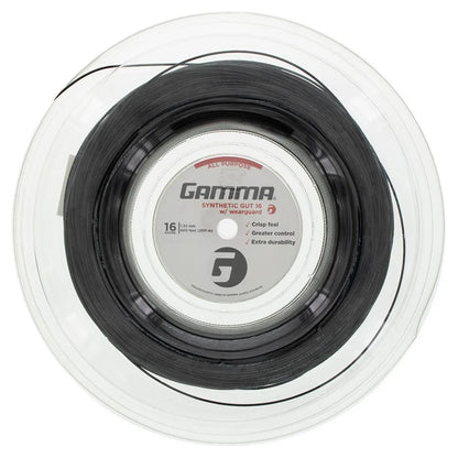 Synthetic Gut with Wearguard 16G Tennis String Reel-Strings-Gamma-84021-BLACK-L-Tennis Express