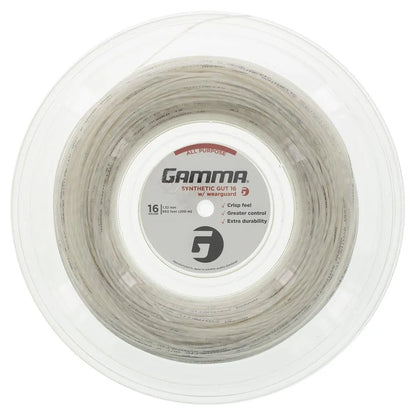 Synthetic Gut with Wearguard 16G Tennis String Reel-Strings-Gamma-84021-WHITE-L-Tennis Express