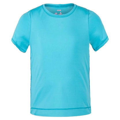 Girls' Dynamic High-Low Short Sleeve Tennis Top-Apparel-Lucky In Love-85308-410_OCEAN-L-Tennis Express