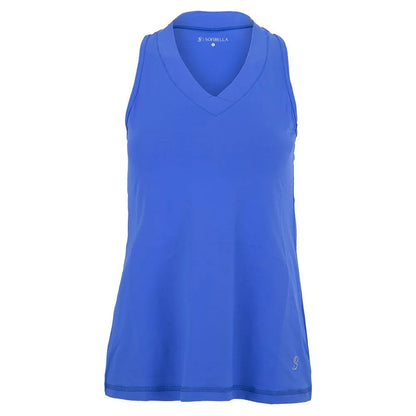 Women's UV Racerback Tennis Tank-Apparel-Sofibella-93233-VALLEY_BLUE-L-Tennis Express