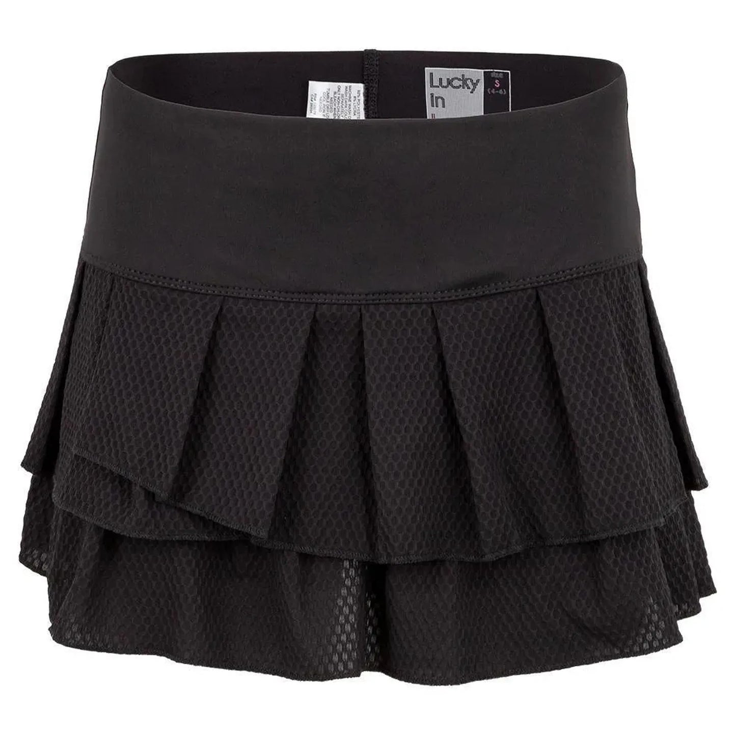 Women's Wavy Pleat Tier Tennis Skort-Apparel-Lucky In Love-93558-001_BLACK-L-Tennis Express