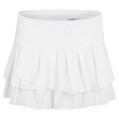 Women's Wavy Pleat Tier Tennis Skort-Apparel-Lucky In Love-93558-110_WHITE-L-Tennis Express