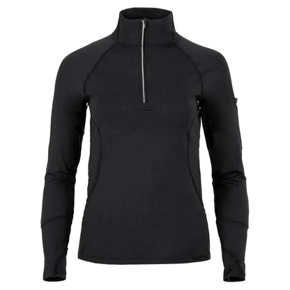 Women's Mock Zip Tennis Top-Apparel-BloqUV-94389-BLACK-L-Tennis Express