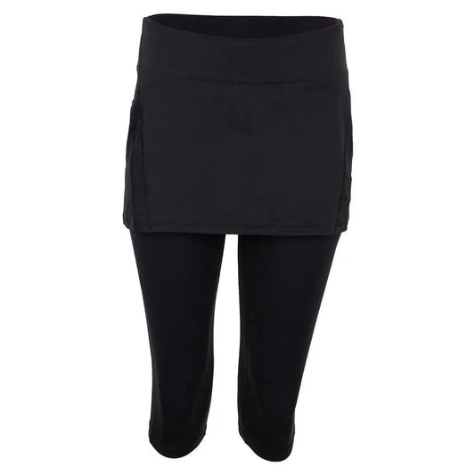 Women's Tennis Capri Skort-Apparel-BloqUV-94403-BLACK-L-Tennis Express