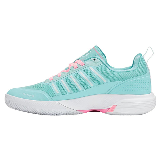 Women's Ultra Court Padel Shoes Soft Neon Blue and White