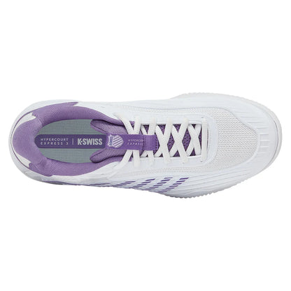 Women's Hypercourt Express 3 Clay Tennis Shoes White and Purple Haze
