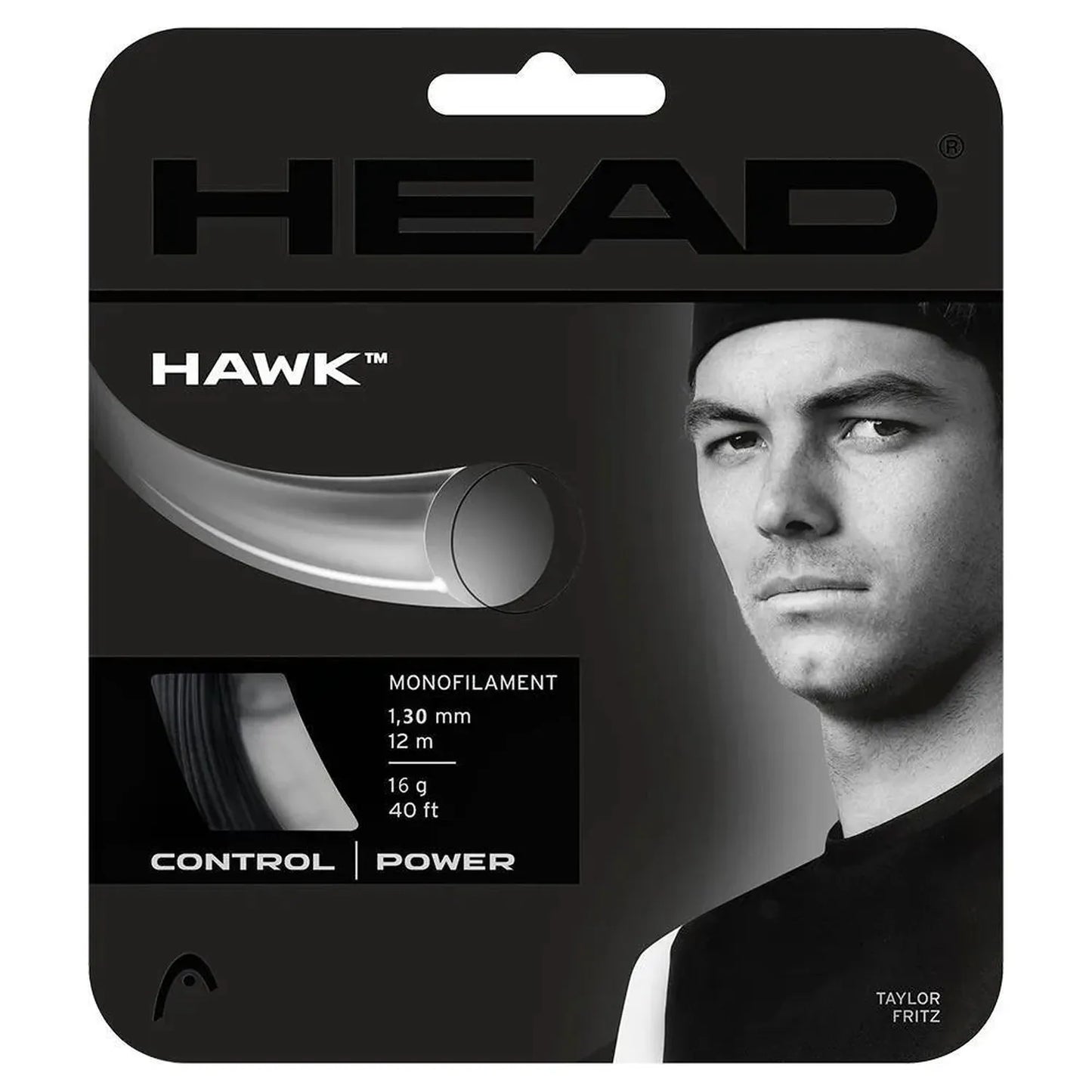 Hawk 16G Tennis String Black-Strings-Head-95418-DEFAULT-L-Tennis Express