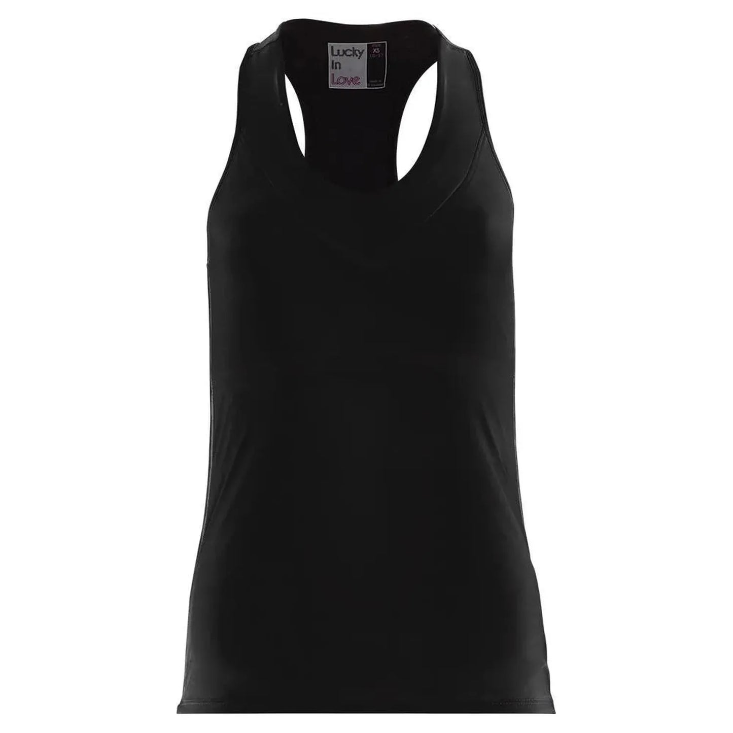 Women's V-Neck Tennis Tank with Bra-Apparel-Lucky In Love-95660-001_BLACK-L-Tennis Express