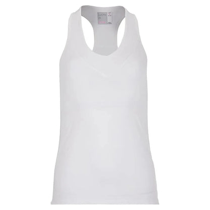 Women's V-Neck Tennis Tank with Bra-Apparel-Lucky In Love-95660-110_WHITE-L_5575d44d-5a03-4da9-bb5b-c9e37d8a70e5-Tennis Express