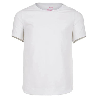 Girls' Dynamic High-Low Short Sleeve Tennis Top-Apparel-Lucky In Love-95662-110_WHITE-L-Tennis Express
