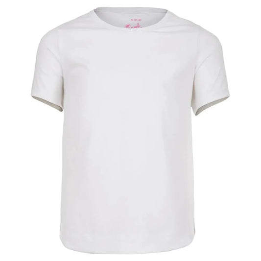 Girls' Dynamic High-Low Short Sleeve Tennis Top-Apparel-Lucky In Love-95662-110_WHITE-L-Tennis Express