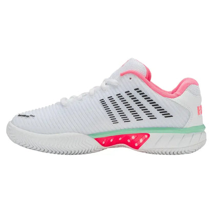 Women's Hypercourt Express 2 Clay Tennis Shoes White and Neon Pastel Pink