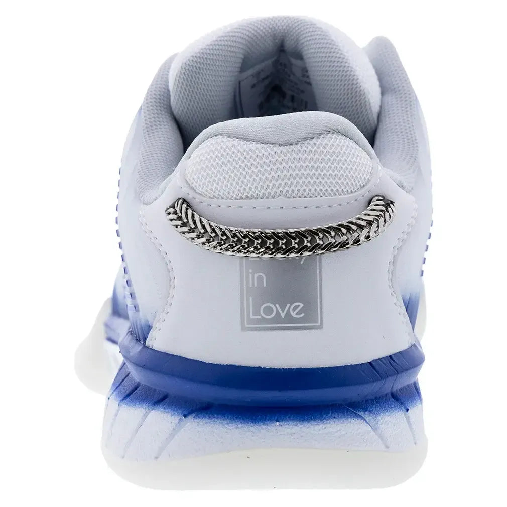 Women's Lucky in Love Hypercourt Express 2 Tennis Shoes White and Electric Blue