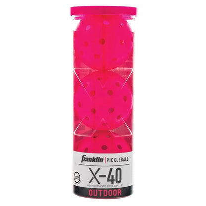 X-40 Outdoor Pickleballs 3 Pack Pink-Balls-Franklin Sports-97816-DEFAULT-L-Tennis Express