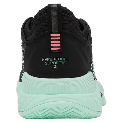 Women's Hypercourt Supreme 2 Tennis Shoes Black and Neon Mint