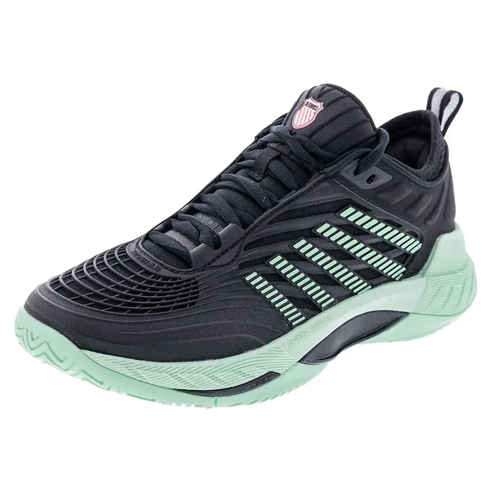 Women's Hypercourt Supreme 2 Tennis Shoes Black and Neon Mint-Footwear-K-Swiss-99071-065F25copy-Tennis Express