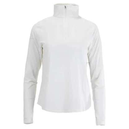 Women's Relaxed Mock Zip Tennis Top-Apparel-BloqUV-99083-WHITE-L-Tennis Express