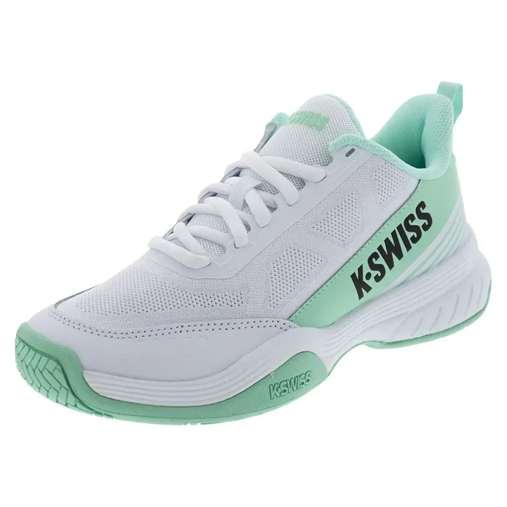 Women's SpeedEx 2 Tennis Shoes White and Neon Mint-Footwear-K-Swiss-99486-131F25copy-Tennis Express