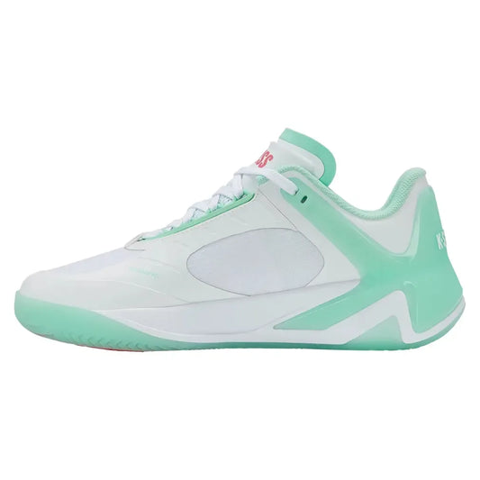 Women's K-Frame Pickleball Shoes White and Neon Mint