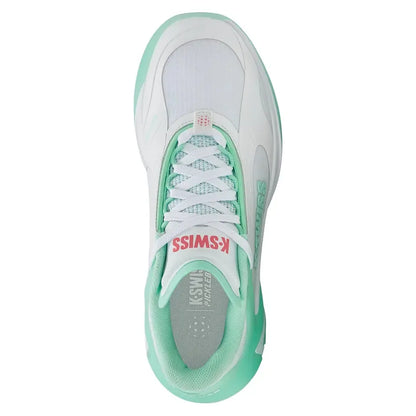 Women's K-Frame Pickleball Shoes White and Neon Mint