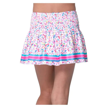 Girls' Cheetah Drip Smocked Tennis Skort Mulberry
