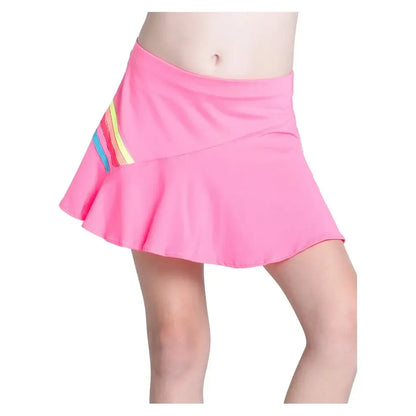 Girls' Prisma Stripe Tennis Skort Pink-Apparel-Lucky In Love-B156-648S25-Tennis Express