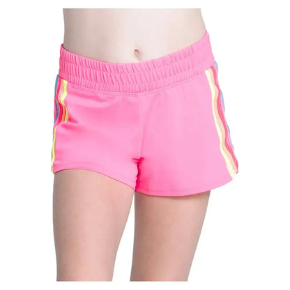 Girls' Prisma Stripe Tennis Short Pink-Apparel-Lucky In Love-B157-648S25-Tennis Express