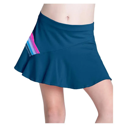 Girls' Chroma Stripe Tennis Skort Navy-Apparel-Lucky In Love-B169-400F25-Tennis Express