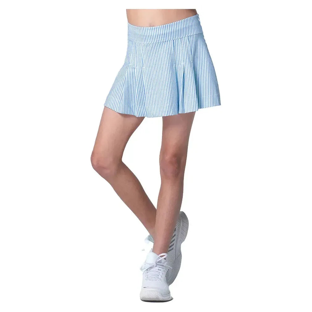 Girls' Linen Stripe Pleat Tennis Skort Periwinkle