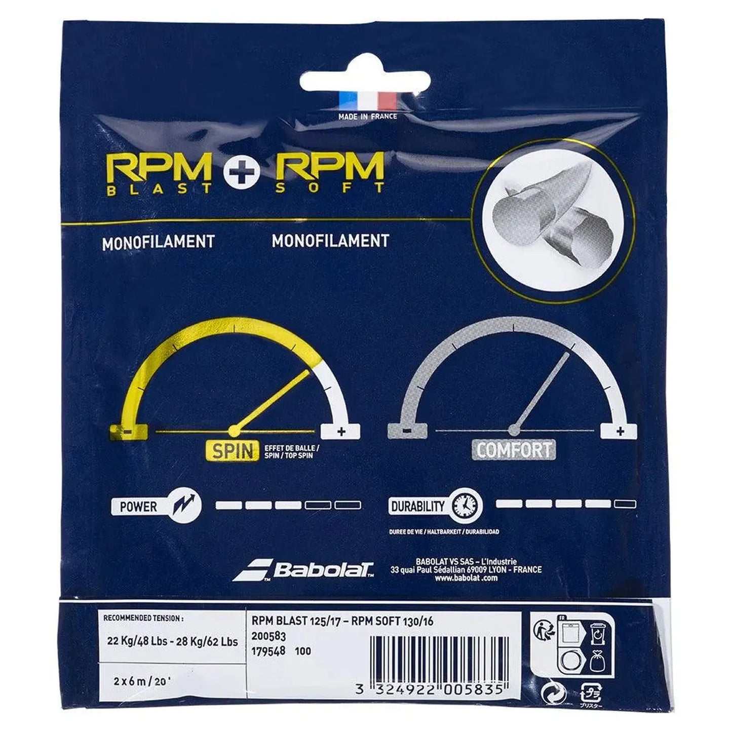 RPM Blast 17 + RPM Soft 16 Hybrid Tennis String