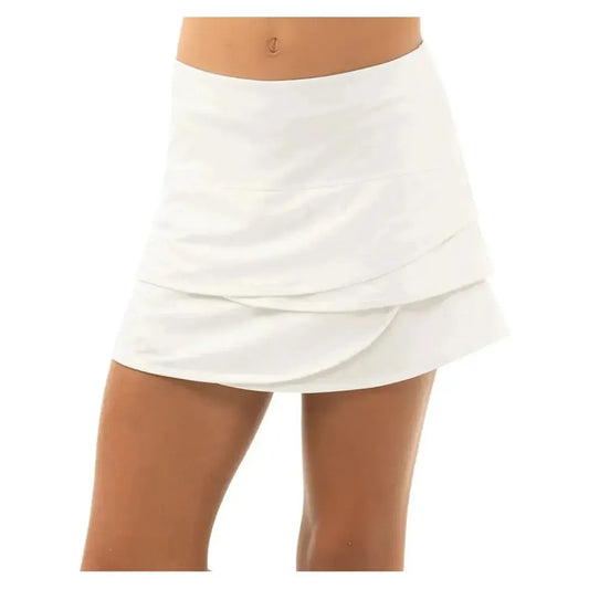 Girlsâ€™ Scallop Tennis Skort-Apparel-Lucky In Love-B32-B-W-Tennis Express
