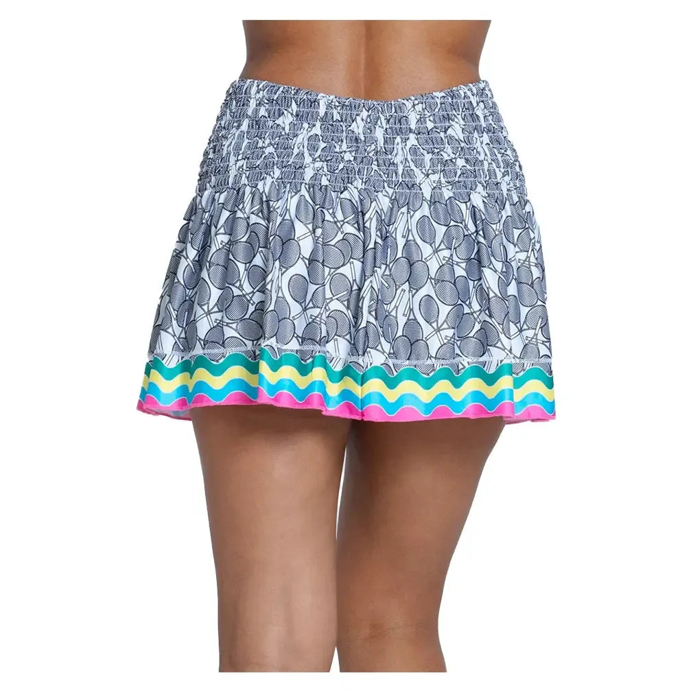Women's Hippy Smocked 14 Inch Tennis Skort Multicolor